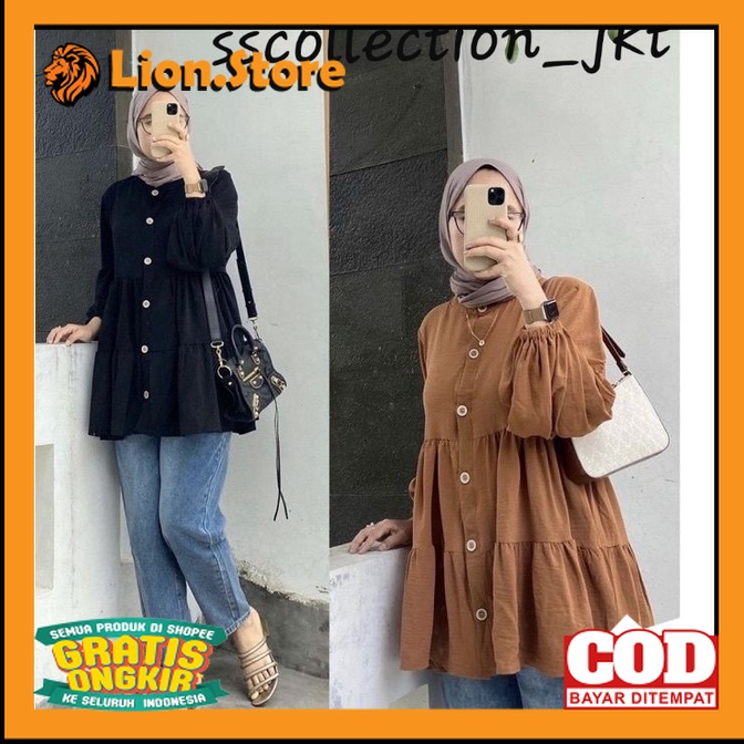SS (COD) DANNY TUNIK / ATASAN WANITA / MAUDY TUNIK FULL KANCING / PAKAIAN MUSLIM// STYLE TRENDY MODE