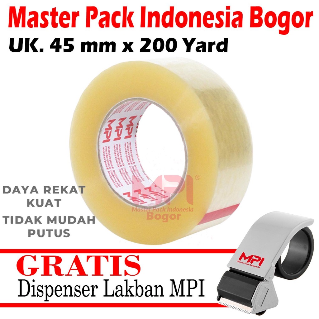 

[ GRATIS DISPENSER ] Lakban Coklat MPI 45 mm x 200 yard / Lakban Packing - Master Pack Indonesia