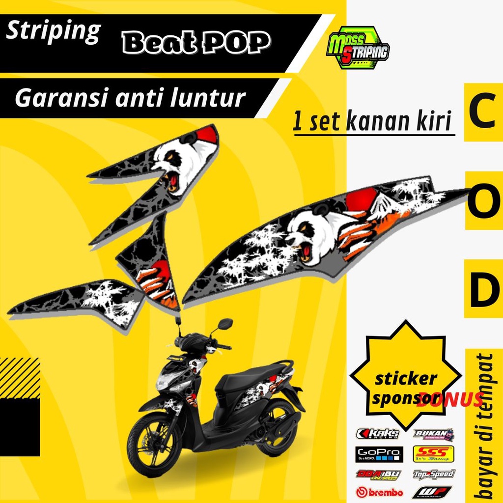 Striping Stiker Lis decal Honda Beat POP 2015 2016 2017 2018 2019 Semi Fullbody panda angry