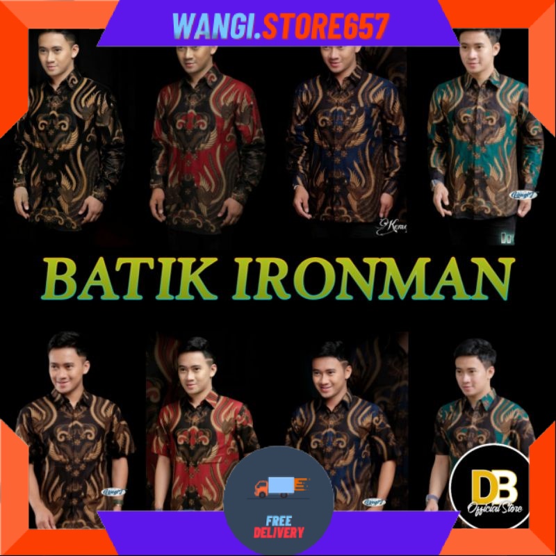 BAJU KEMERJA BATIK POLOS MOTIF KEREN PRIA LAKI" MAS" BAPAK" / Baju Batik Pria Motif Ironman M L XL X