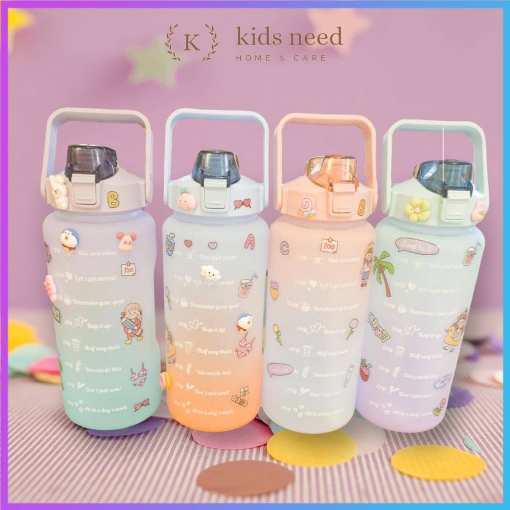 Botol Minum Tumbler Tritan Motivasi 2 Liter/Tumbler Tritan Motivasi Korea Viral /Tumbler Gradasi Pas