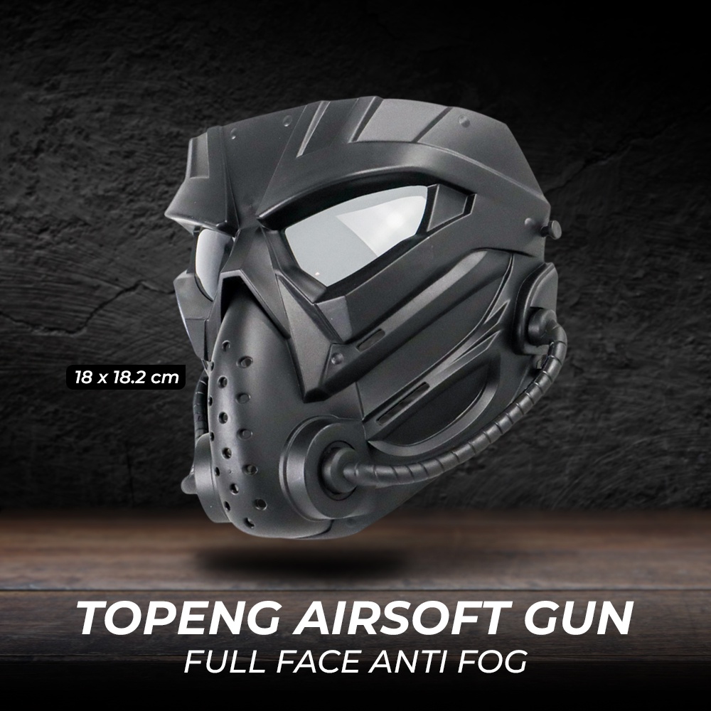 Masker Topeng Gas Pelindung Airsoft Gun Paintball Full Face Anti Fog Kabut Model Alien