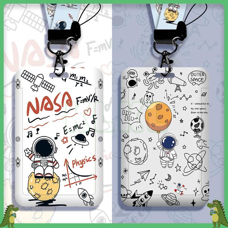 

✨ KLKL ✨ Lanyard id card Set Kartu Kartun name tag id card Seri Astronot gantungan id card lucu