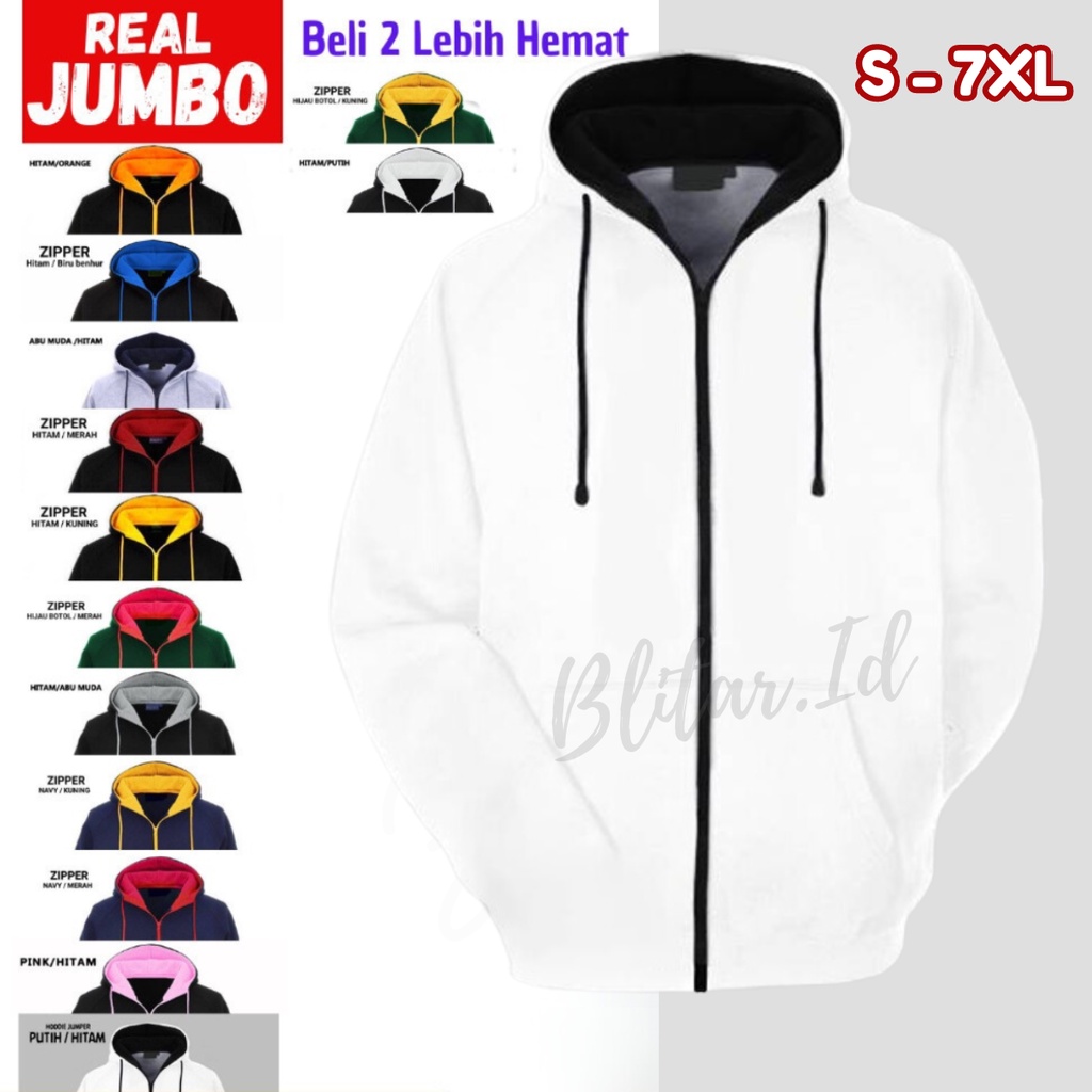 Jaket Hoodie Zipper Resleting Polos Pria Wanita Unisex Jumbo Sweater Hodie Jacket Dewasa Cowok Cewek