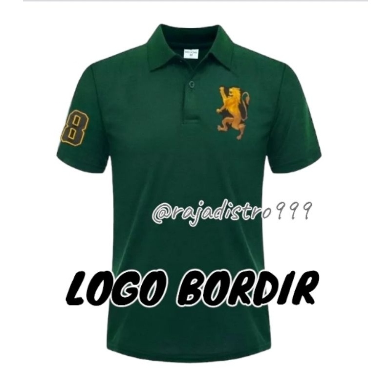 PESTA AKHIR TAHUN GIORDANO BORDIR Kaos Plo Shirt Giordano Lion Tex Gold/ Baju Kerah Branded Pria Dan Wanita Model