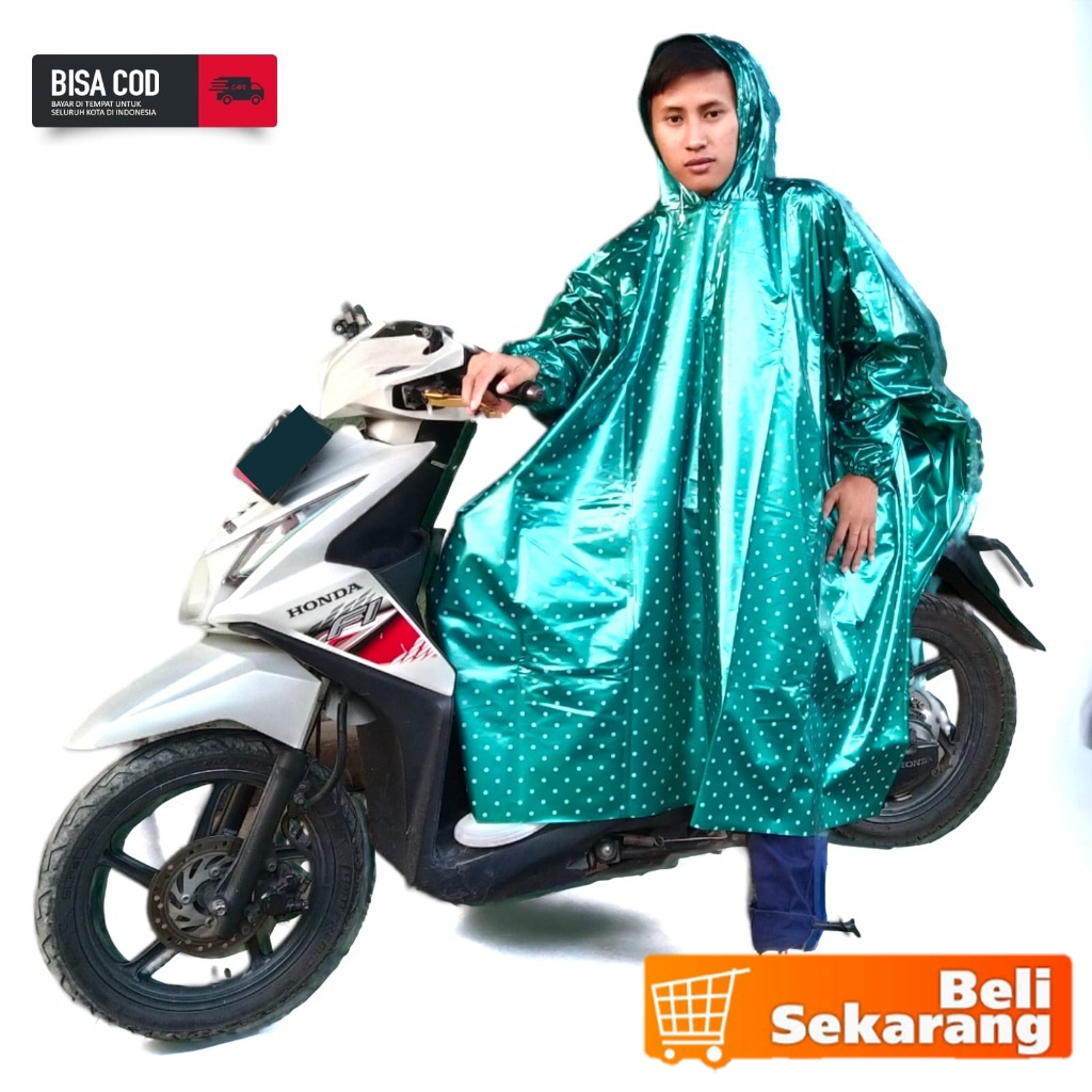 jas hujan polkadot Ponco lengan dewasa mantel kelelawar