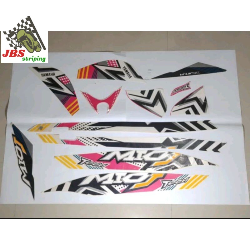 stiping mio j stiker  yamaha mio j teen 2012 2013 pink putih