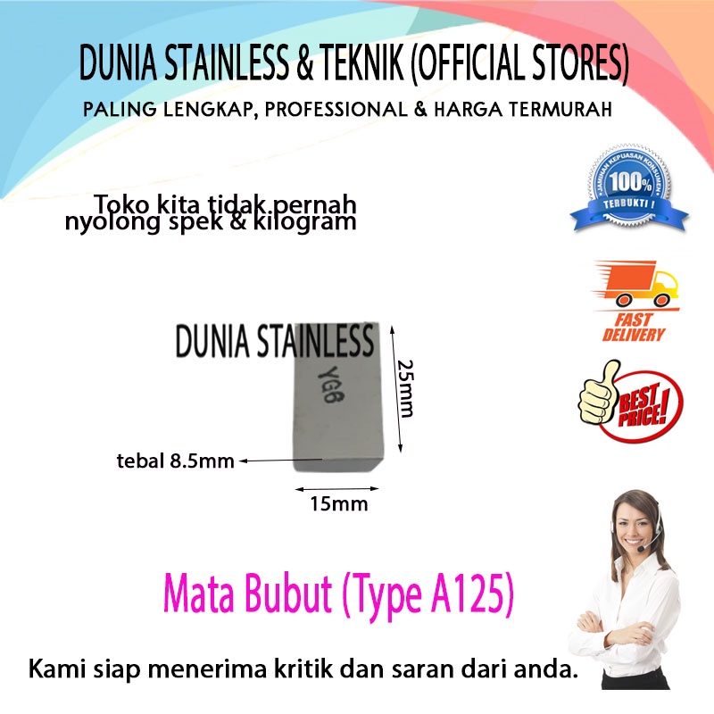 Mata Bubut A125 alat alat teknik bengkel besi stainless steel
