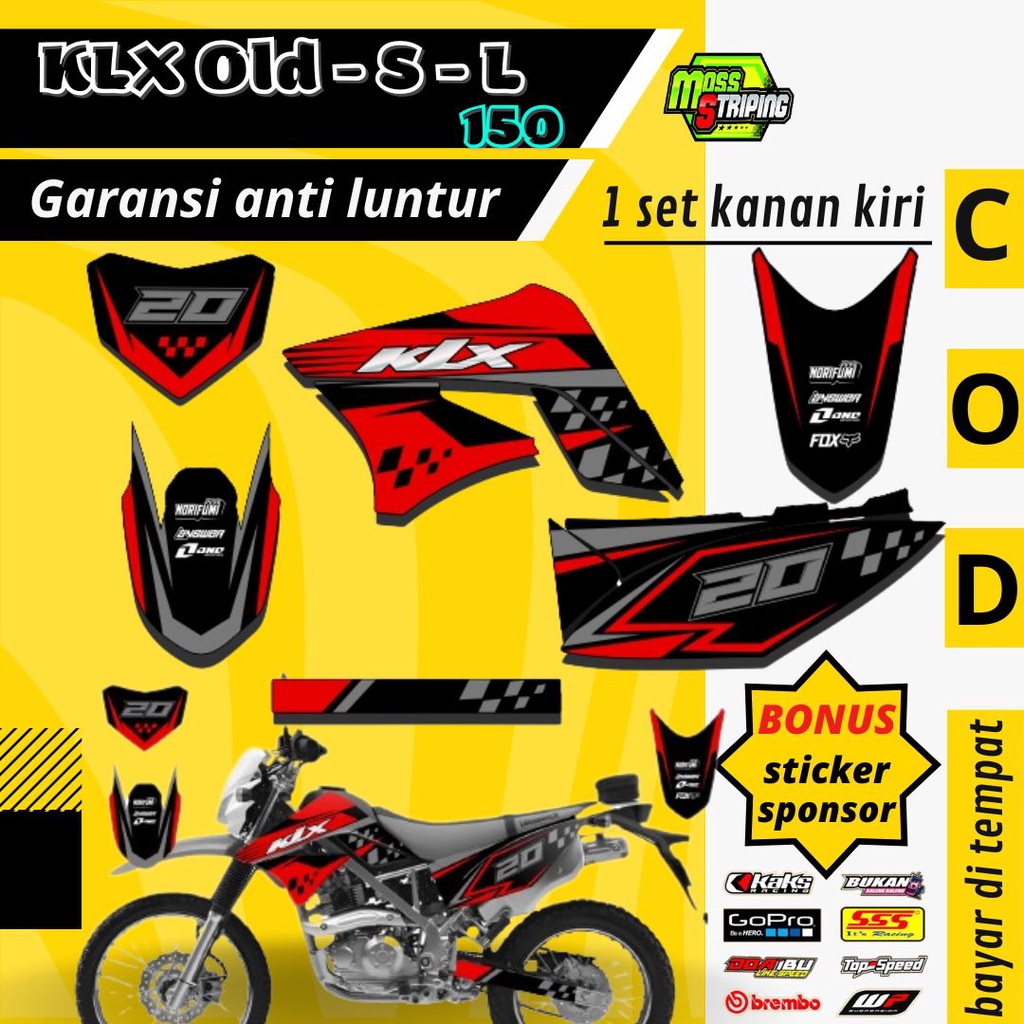 Striping Stiker Lis decal Motor trail KLX 150 LAMA KLX OLD - KLX S / KLX L semi fullbody