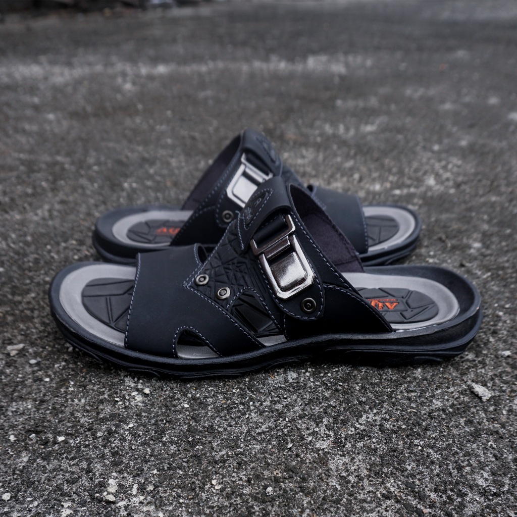 Sandal Slide Pria Import Asli Kulit Original Premium Fashion Cowok Casual