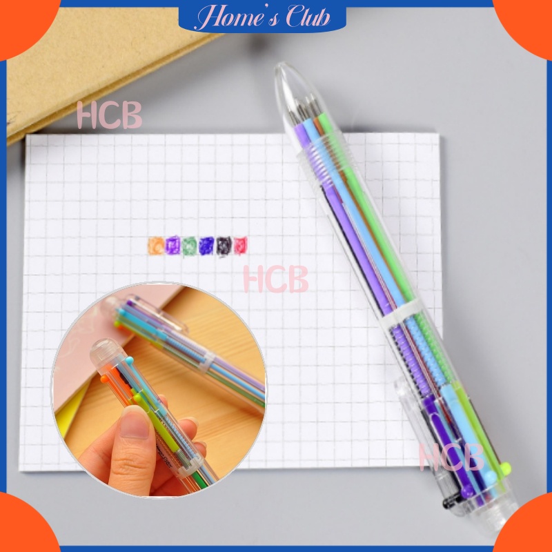 

HCB Pena Ballpoint Multi Warna 6 In 1 / 6 Warna Pulpen Ball Pen / 0.5Mm Bolpoin Pena Pulpen /Transparent Transparan Bolpen Mix Colour