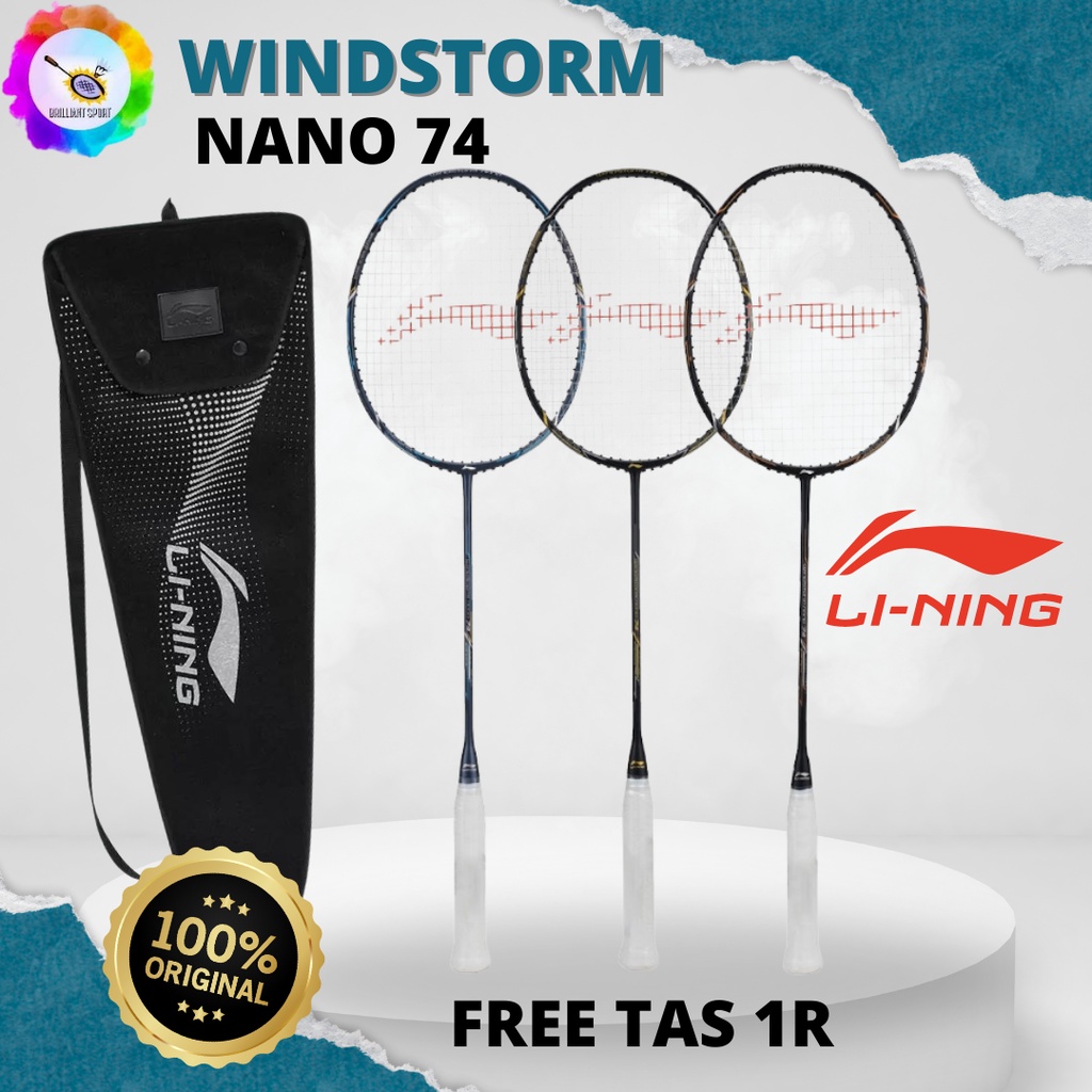 RAKET BADMINTON RAKET LINING WINDSTORM NANO 74 WS NANO 74 WS 74 ORIGINAL