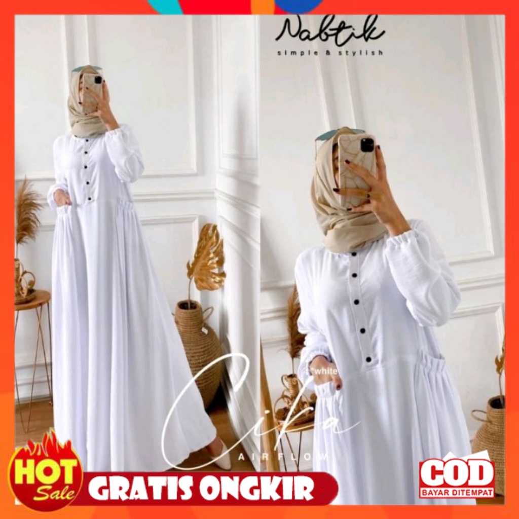 KAIN ADEM HALUS TEBAL / Gamis Cika Jumbo Ld 120 / Gamis Polos Hitam Crinkle Airflow Bumil Busui Kanc