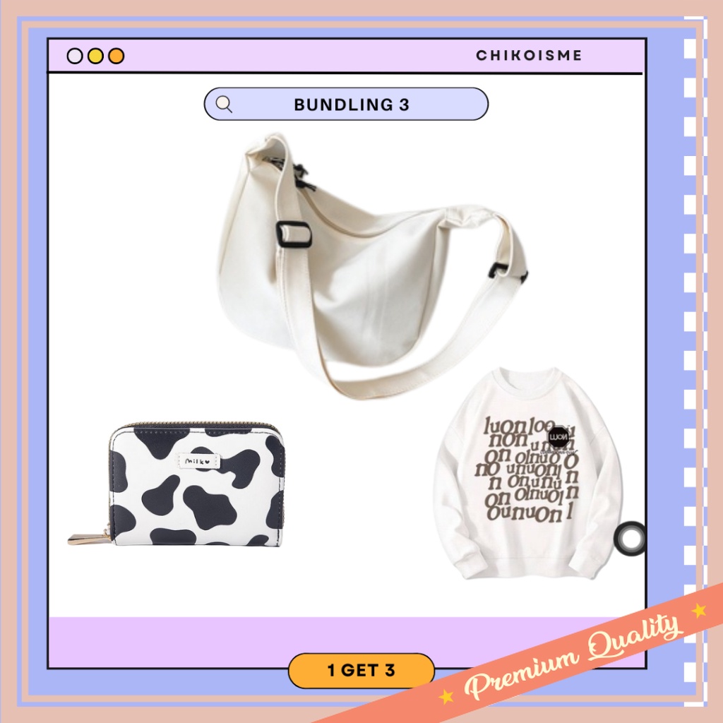 ⭐⭐⭐⭐⭐ Tas Wanita Import Branded Premium Murah - BUNDLING 3 - crush putih bw -  cooper wallet MINI mi