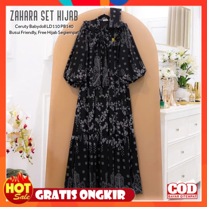 KAIN ADEM HALUS TEBAL / Zahara set hijab Baju gamis wanita muslim terbaru dress kondangan seragaman 