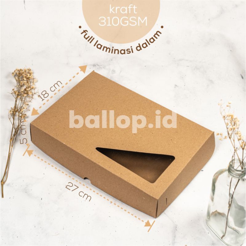 

KRAFT 27 18 5 CM Laminasi Kotak Box Kemasan Packing Dus Roti Kue Snack Coklat Donat Isi 6