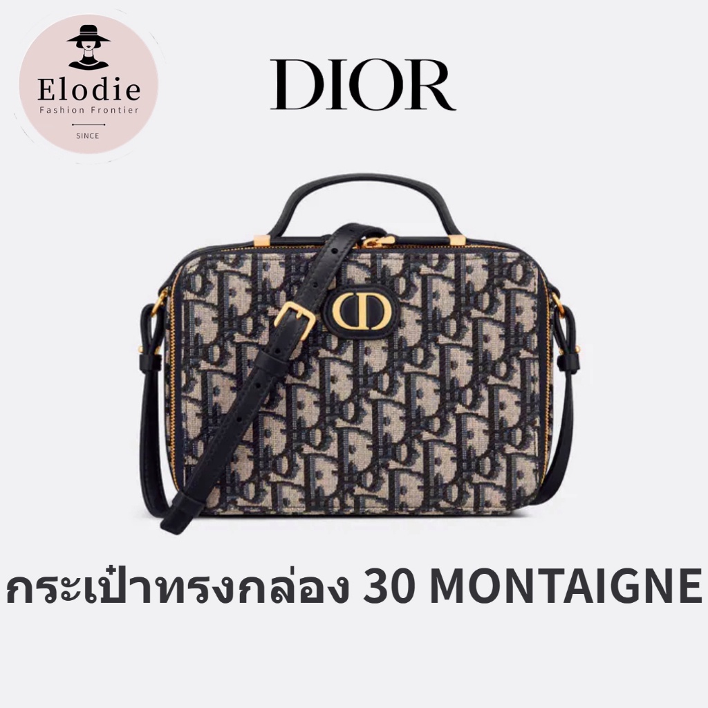 New Dior Women's Classic Style Shoulder Bag/30 Pack MONTAIGNE Printed Diagonal Blue Jacquard