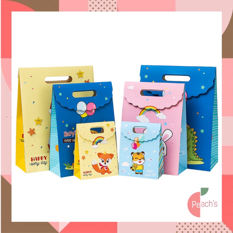 

PEACHs - 6041 Goodie Bag Karakter Animal / Tas Ulang Tahun Lucu / Tas Bingkisan Ulang Tahun / Paper Bag Bingkisan / Goodie Bag Lucu