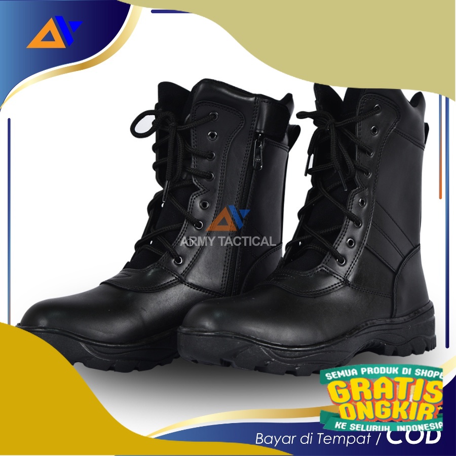 Sepatu PDL TNI Model Jatah Pria Sepatu Satpam Security TNI AD Banser Resliting Hitam Tali Terbaru/di
