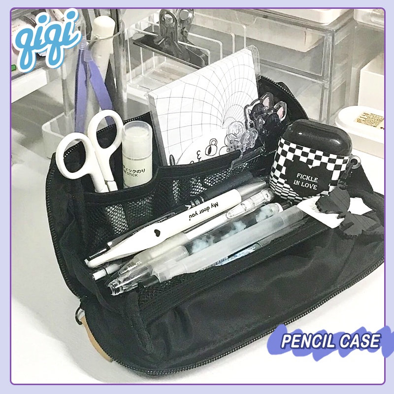 

Kotak pensil hitam/Pencil Case/Tempat Pensil Warna Hitam Berlapis Kapasitas Besar - Qiqi Treasure