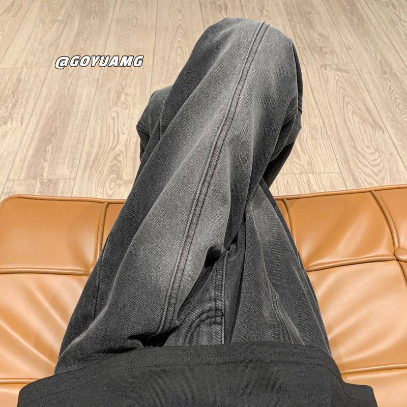 Celana Jeans Pria Celana Jeans Lurus Pria Celana Lebar Retro Longgar Musim Gugur Pria Celana Lurus T