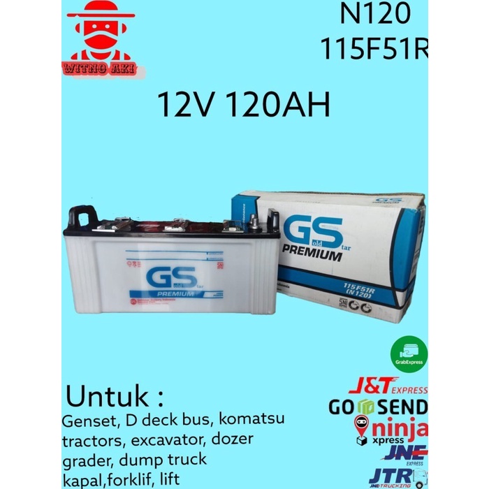 Accu/ aki basah GS n120 12v 120ah generator genset doozer