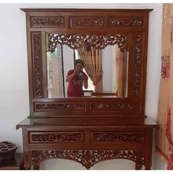 Termurah Promo Meja Rias Tolet Kayu Jati Ukir Jepara gebyok Limited