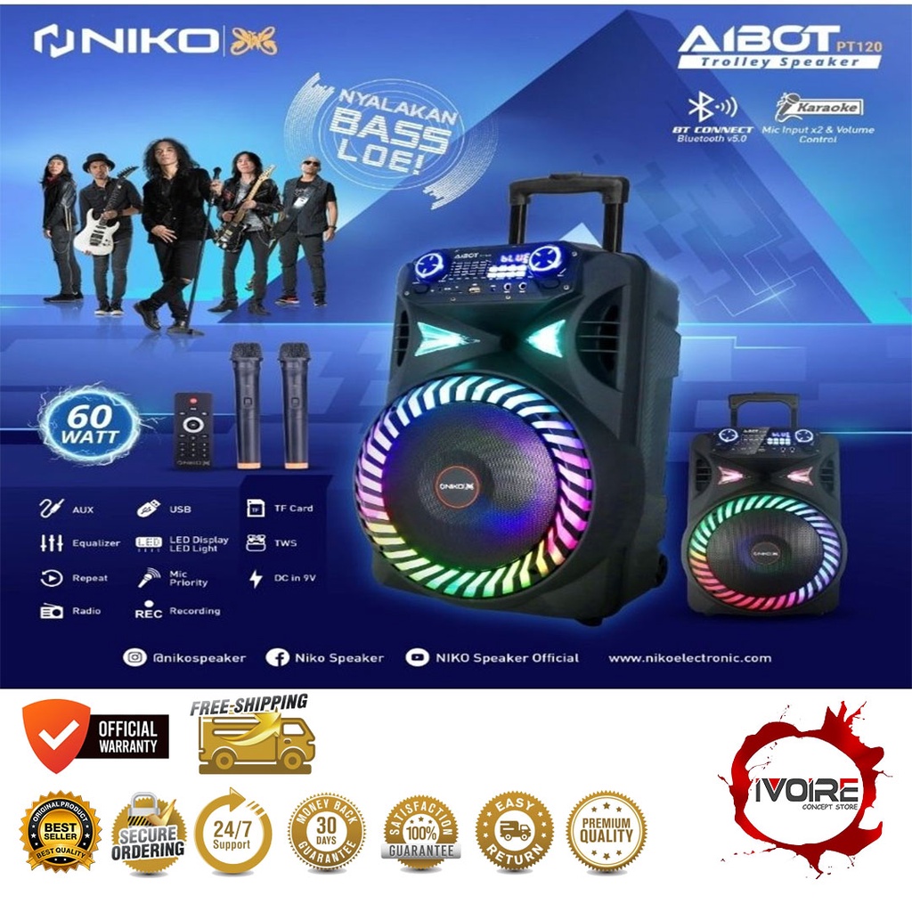 Speaker Niko 12inch Aibot PT120 mic wireless