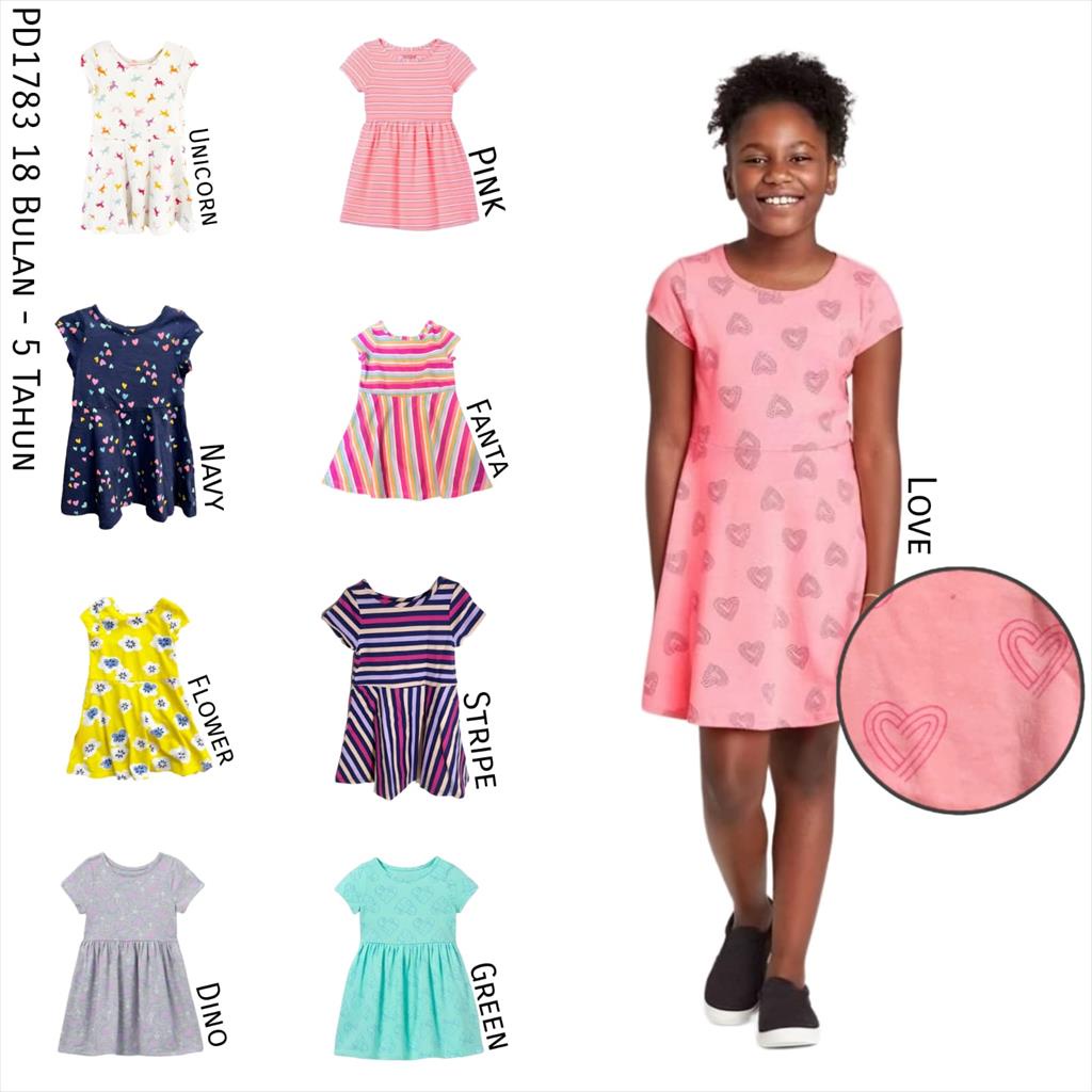 PD1783 Cnj Dress Baby Anak Perempuan Fanta Dino
