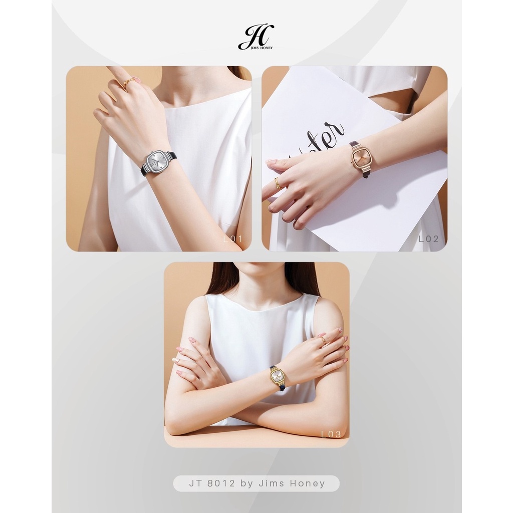 Jims Honey - JT 8012 Jam Tangan Wanita Kulit Sintetis Elegan Bagus Untuk Kado Original JH Import