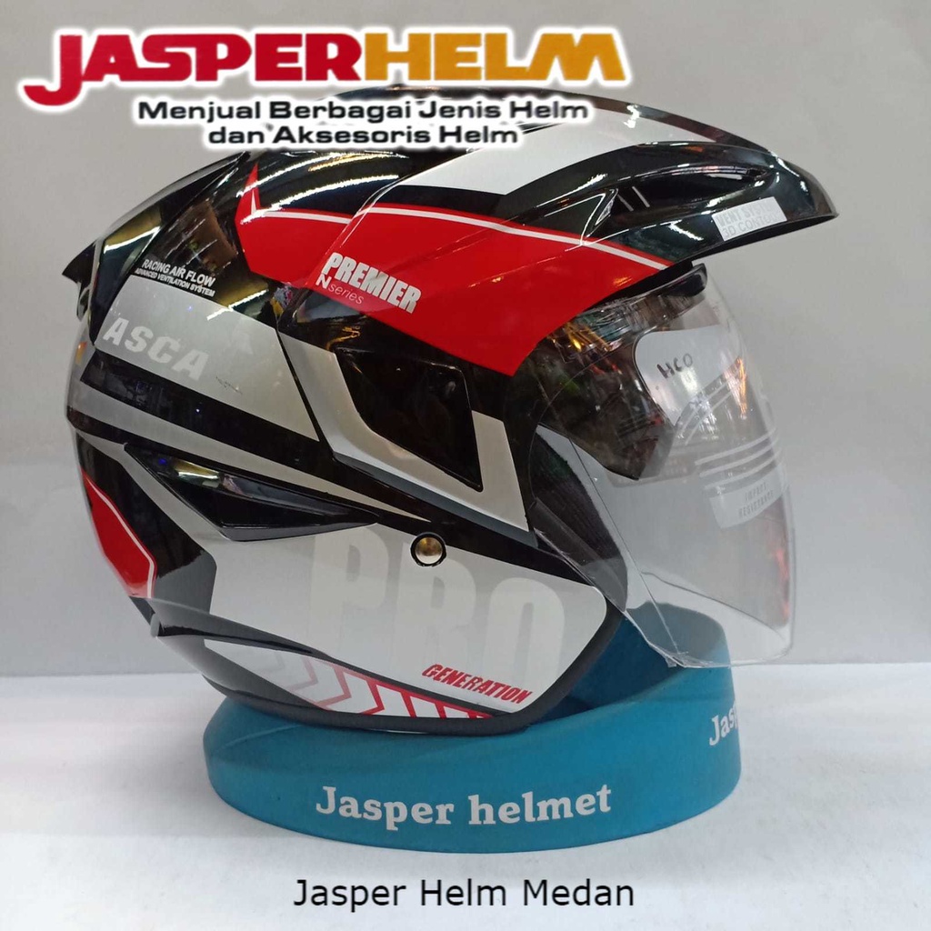 JASPER HELM MEDAN - HELM HALF FACE ASCA PREMIERE BLACK RED