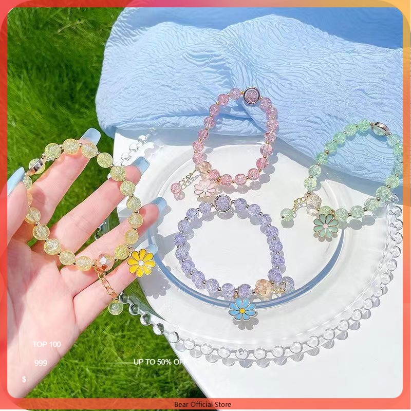 Gelang manik-manik warna-warni kristal Daisy/Gelang Kristal Korea