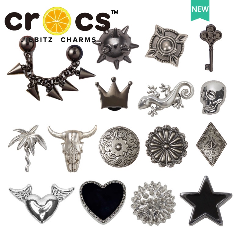 Metal silver jibbitz crocs charms Shoe Buckle Hole Shoe Accessories diy Metallic Silver Decorative B