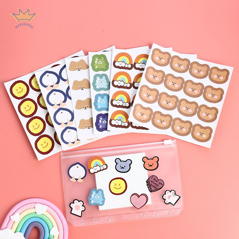 

COD⭐Stiker Gaya Korea Saku Beruang Pelangi Lucu Stiker Bahan Buku Catatan MK