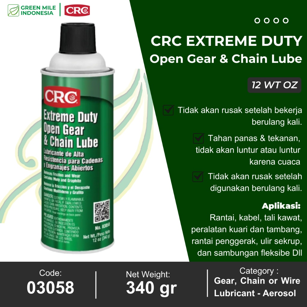 CRC Extreme Duty Open Gear Chain Lube 03058 Pelumas Gemuk Stempet 12 OZ
