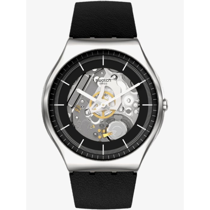 limited edition SWATCH SS07S115 SKELETON Jam Tangan Pria Analog Kulit Original Swiss