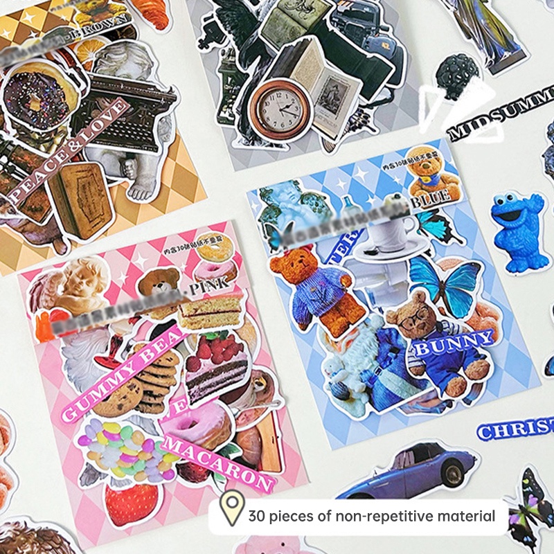 

✨COD 30 PCS Stiker Retro Tas DIY Stiker Buku Besar Tangan Kreatif Stiker Buku Pegangan Stiker Casing Ponsel Cup INS NEW 2024 -GS