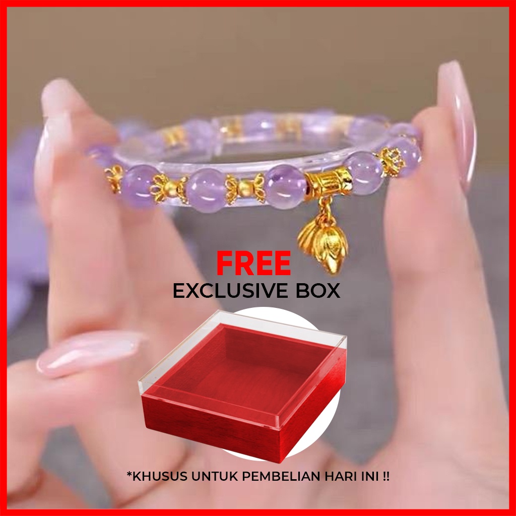 Gelang Giok Karet Ungu Titanium Wanita | Aksesoris Gelang | Gelang Giok Asli China