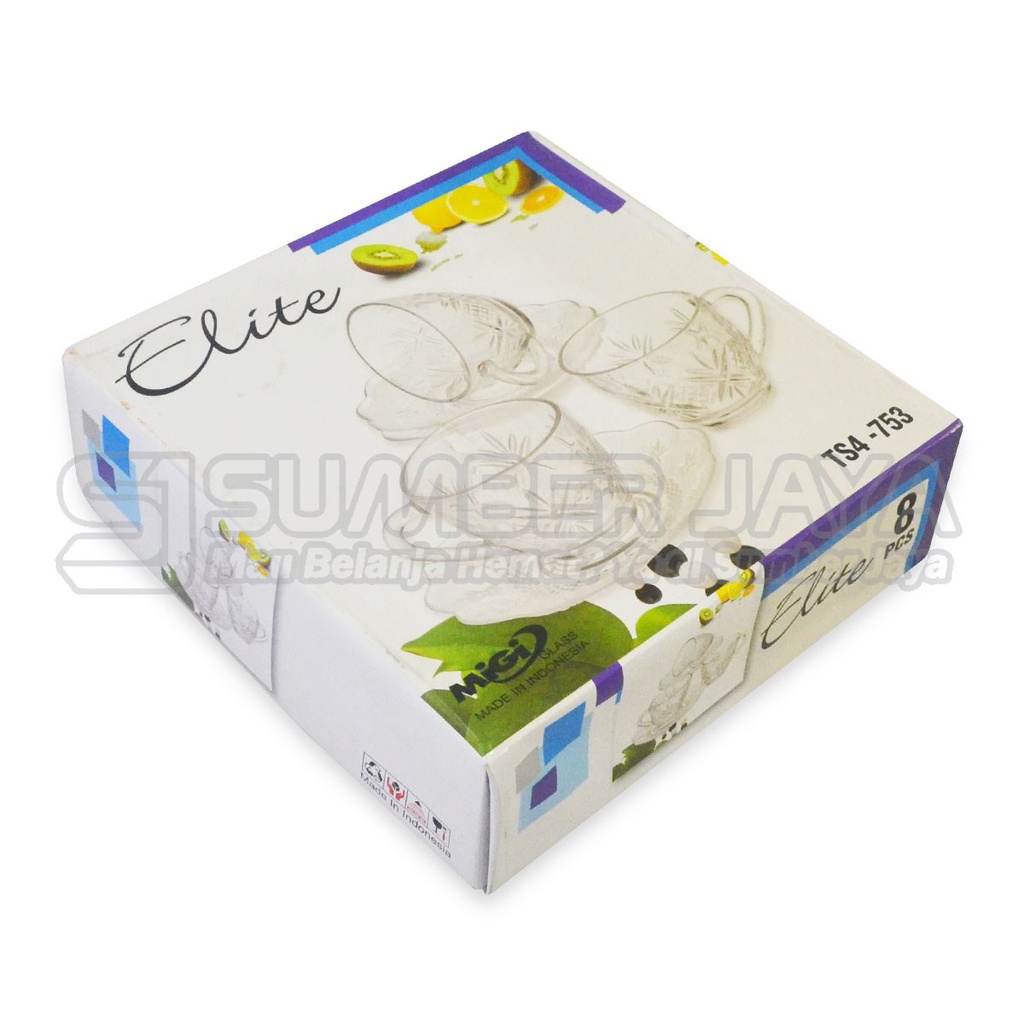 Cangkir Gelas Set Kaca Beling + Lepek / Tatakan Elite TS4-735 Bening
