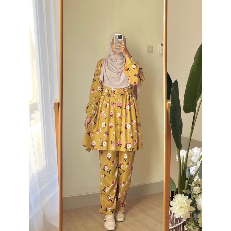 Zayyin Collection . Yura Set . One Set Setelan Rayon Piyama Baju Tidur Nyaman Adem