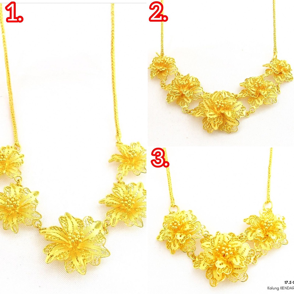 Kalung kendari anak dan dewasa emas asli kadar 875 21k rantai liontin bunga 15 17 19 gram gr g kunin