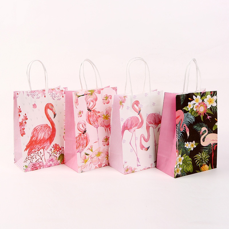 

PAPER BAG GODDIE BAG TAS KADO HADIAH PESTA ULANG TAHUN MOTIF FLAMINGGO BANGAU PINK