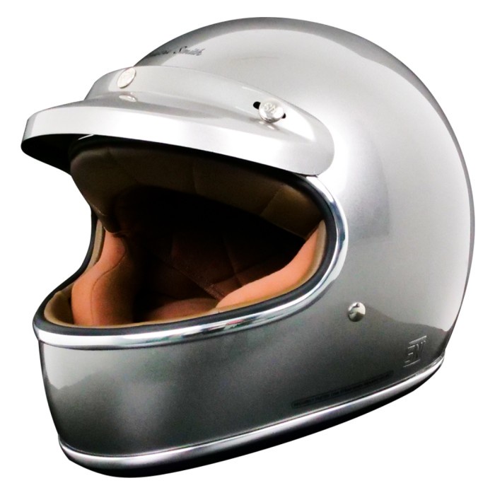Howard Smith Racer Retro Helm Full Face - Silver Met - XL