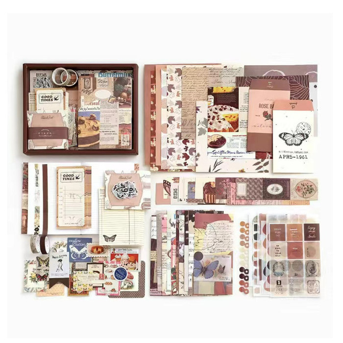 

Journal Kit Set Gift Box - Agenda Lucu - Set Buku Tulis - Journal Set - coklat, polos