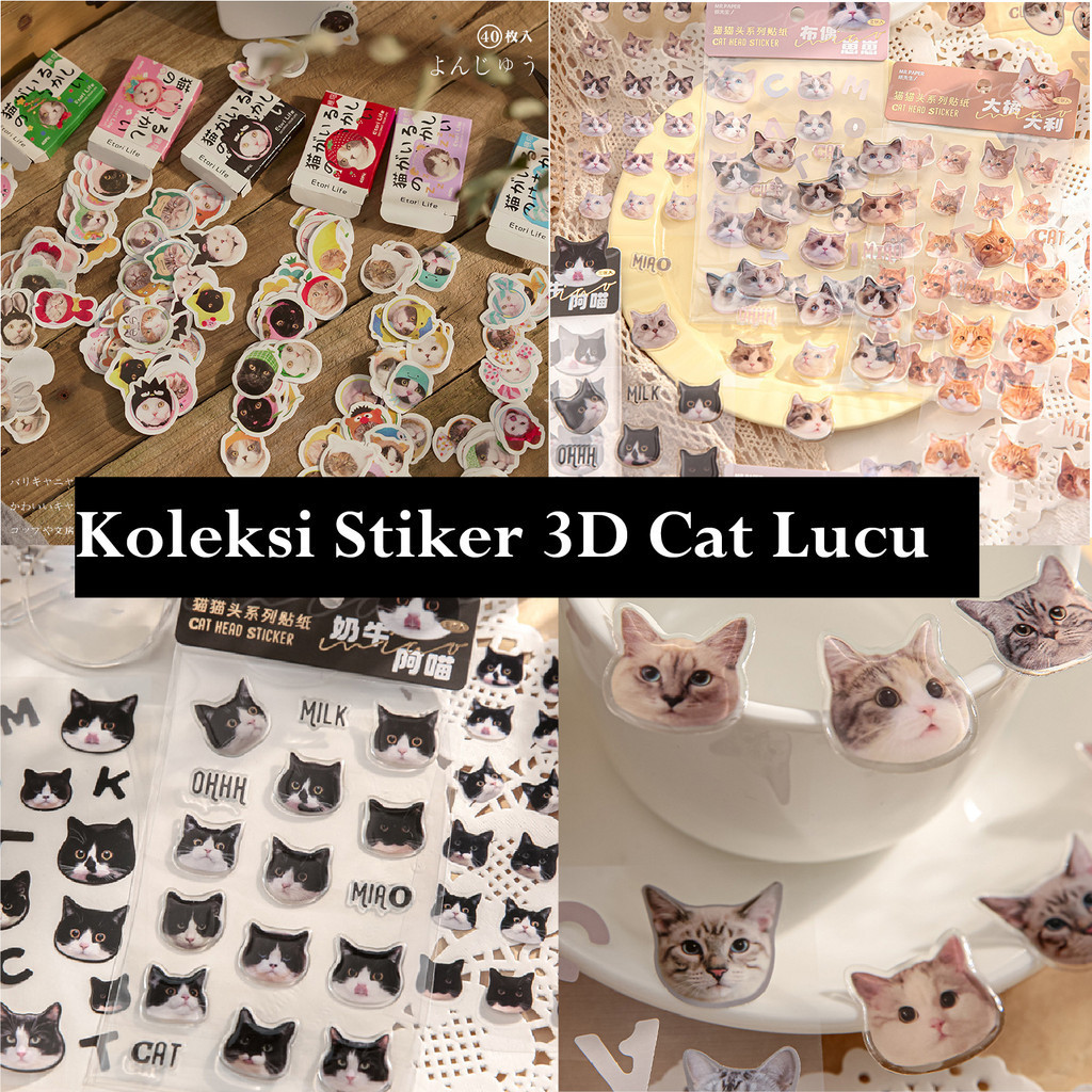 

[Nokai Space] 4-40 PCS Koleksi Stiker Kucing Lucu Jurnal / Cute Cat Stickers
