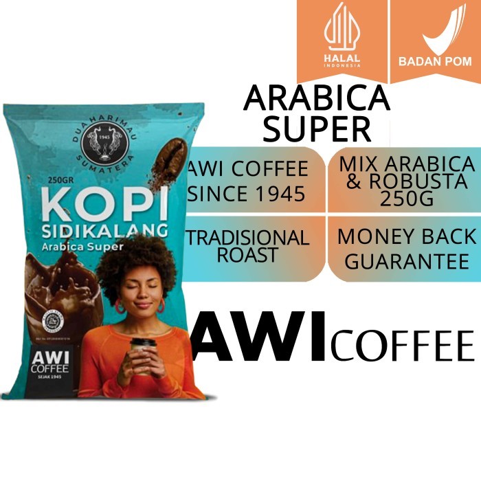 

READY STOCK!!! Awi Coffee Sidikalang Arabica Super 250gr Bubuk Halus|Kopi|Tradisional - halus