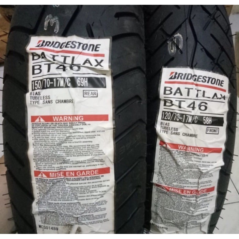 BAN LUAR MOTOR B46 F BATTLAX UKURAN 120/70-17 TUBELESS TL TAHUN PRODUKSI 2024 | BAN DEPAN BELAKANG |