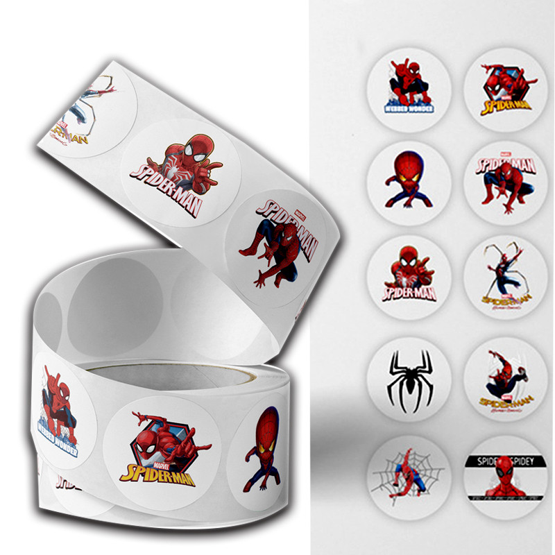 

500pcs Anime Spiderman Roll Stickers Disney Movie Decal Laptop Motorcycle Book Cool DIY Skateboard Cartoon Sticker Kids Toy Gift