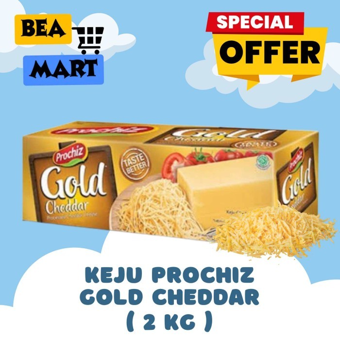 

Keju Prochiz Gold Cheddar 2 kg | Cheese Kemasan Balok Besar 2kg