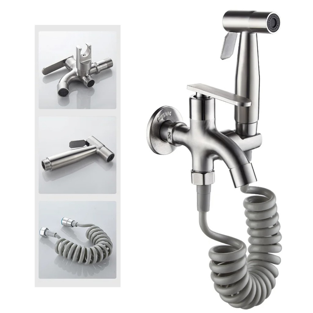 Set jet shower kloset Kran cabang shower stainless Jet washer toilet Set keran closet jongkok 304 Ke